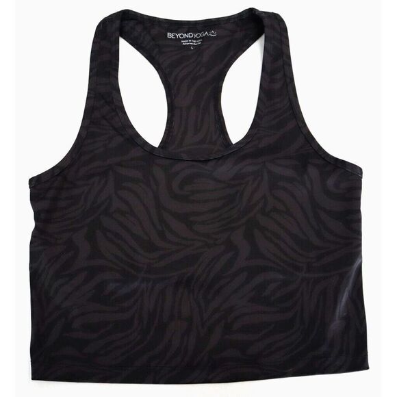Beyond Yoga LP4462 Women's Sz L Black Lux First Class Cropped Yoga Tank Top - Picture 1 of 9